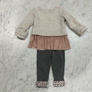 Calvin Klein jeans Long Sleeve Tunic Pleated Sweatshirt Leggings Matching Set